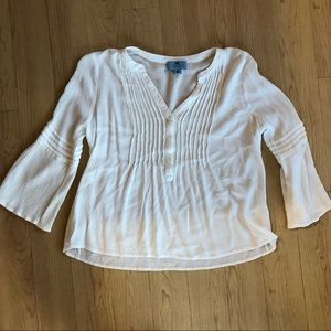 Cece white henley sheer blouse